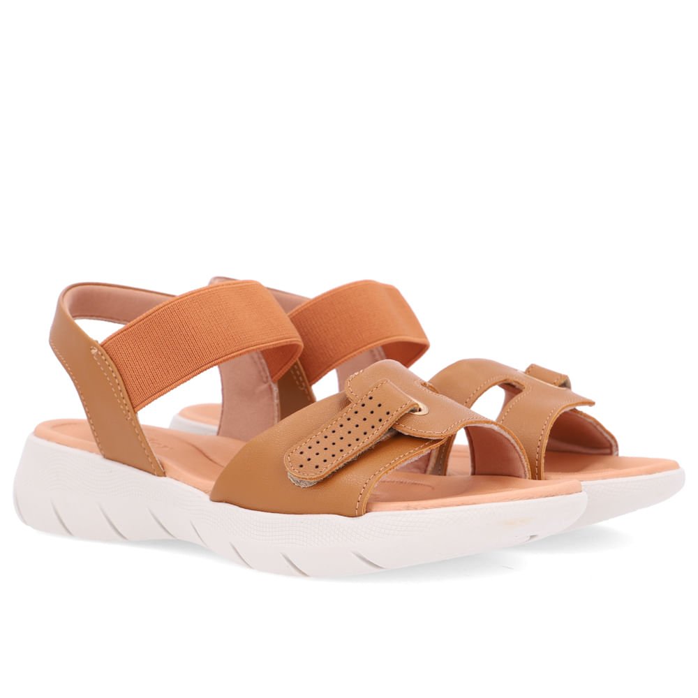 Sandália Salto Plataforma Couro Marrom Ajuste Fecho-Flex Marrom 2