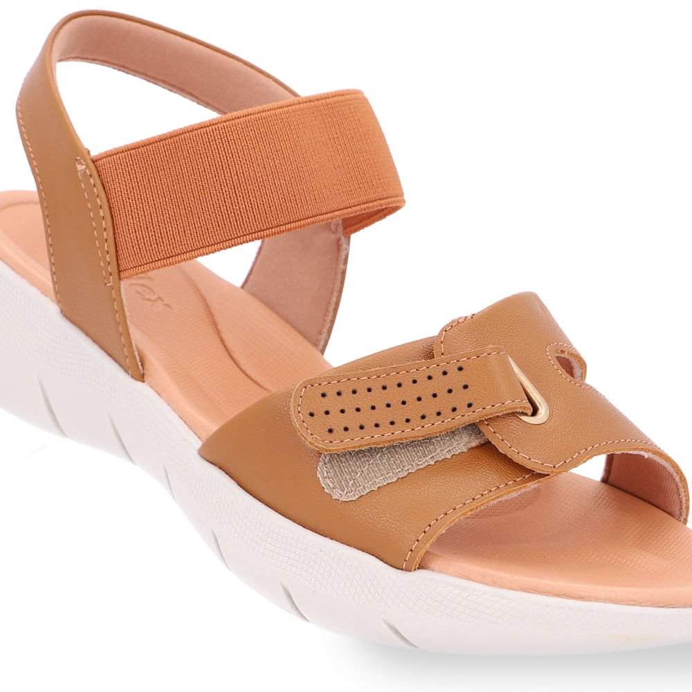 Sandália Salto Plataforma Couro Marrom Ajuste Fecho-Flex Marrom 4