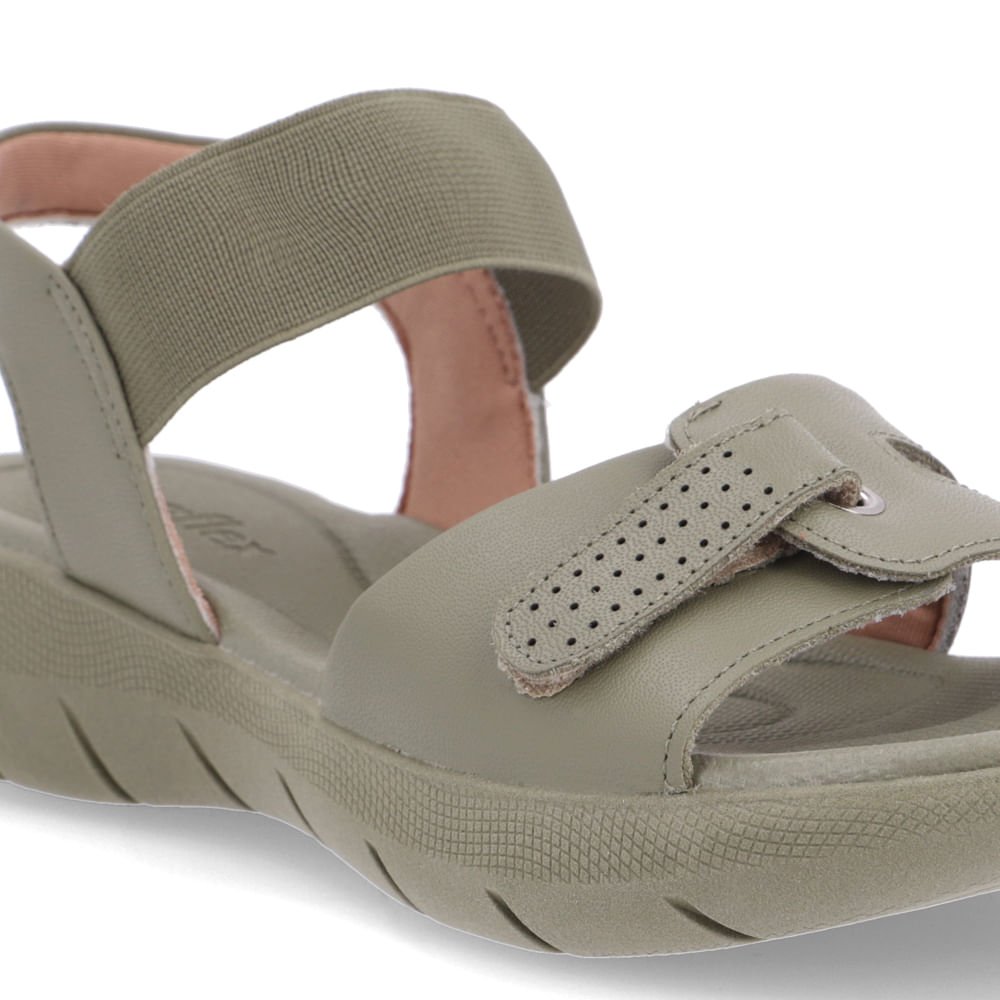 Sandália Salto Plataforma Couro Verde Ajuste Fecho-Flex Verde 4