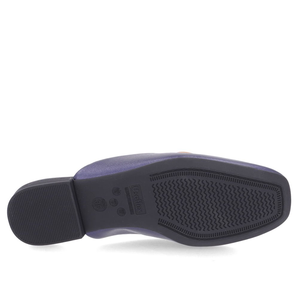 Mule Azul Bico Quadrado Couro Enfeite Fosco Azul 5