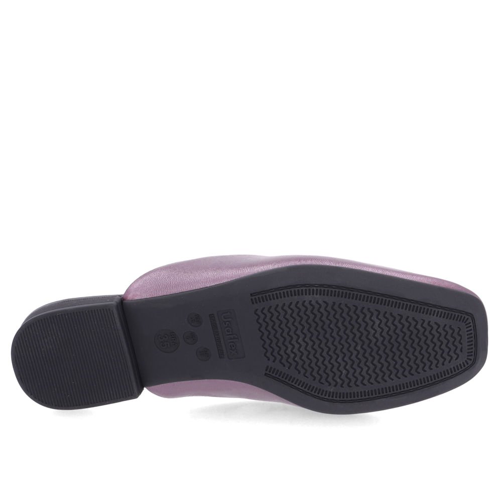 Mule Roxo Bico Quadrado Couro Enfeite Fosco Roxo 5