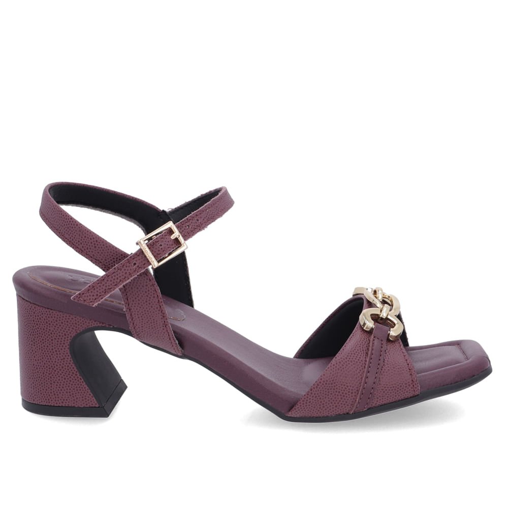 Sandália Usaflex Salto Geométrico Couro Feminino