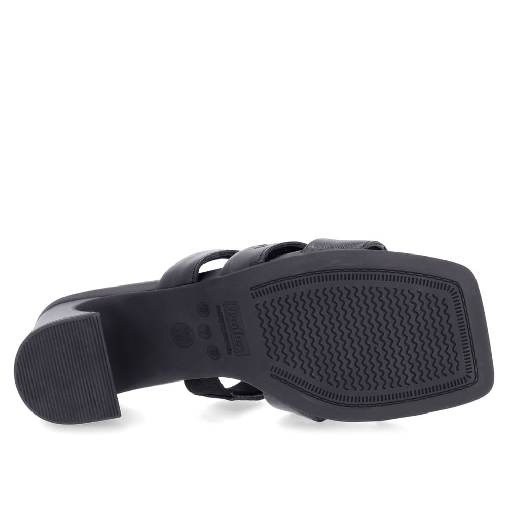 Tamanco Salto Geométrico Couro Preto Tiras Preto 5