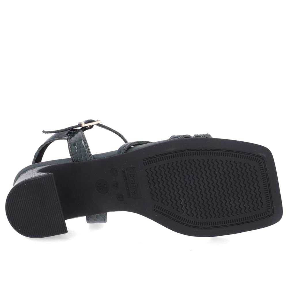 Sandália Usaflex Salto Geométrico Couro Verde Tiras Feminino Verde 5