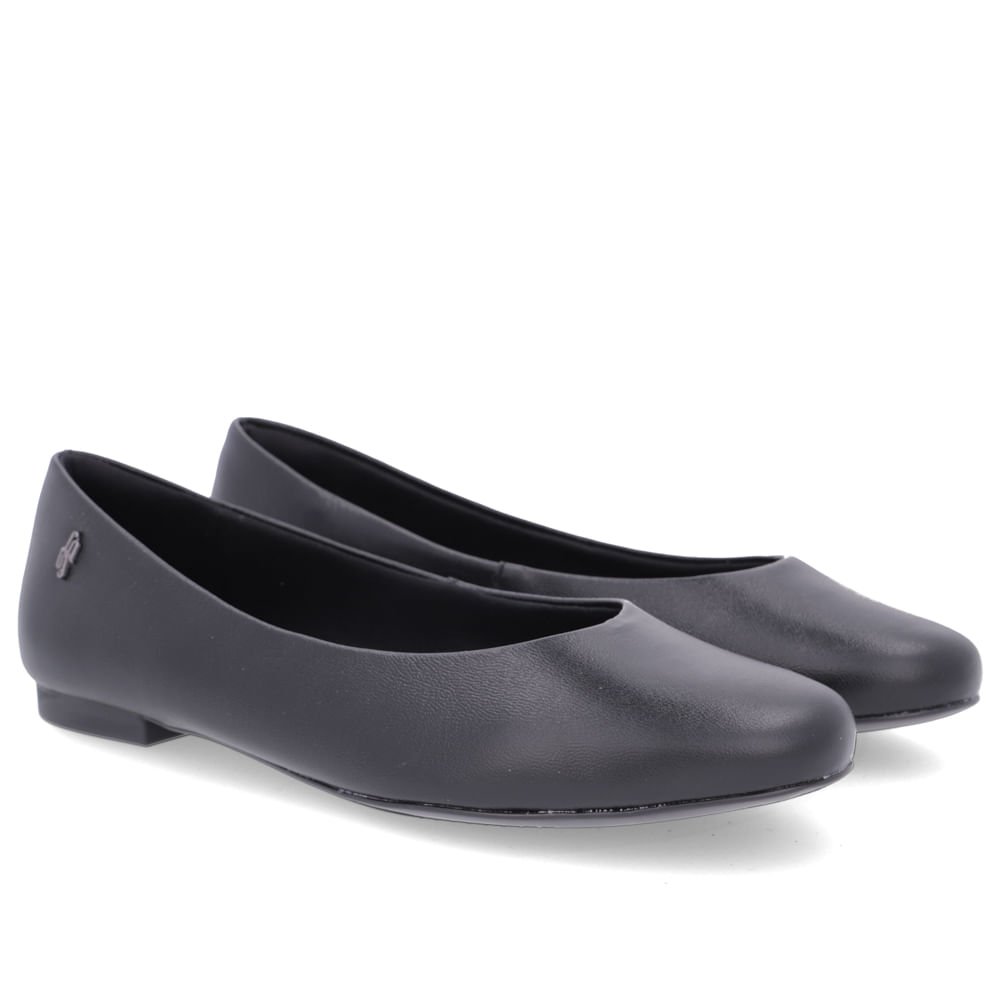 Sapatilha Usaflex Preta Couro Bico R Preto 2