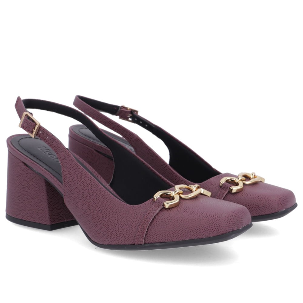 Slingback Roxo Salto Bloco Couro Enfeite Roxo 2