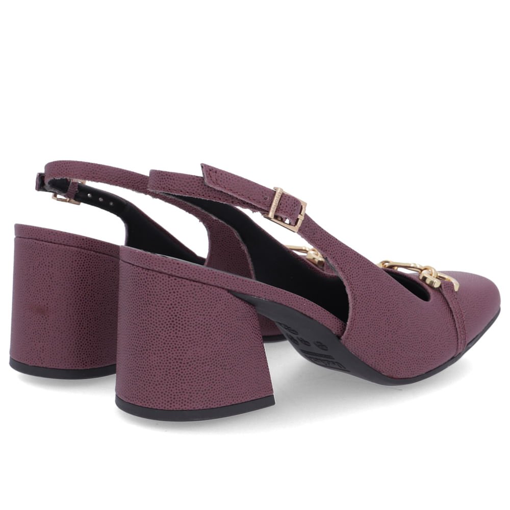 Slingback Roxo Salto Bloco Couro Enfeite Roxo 3