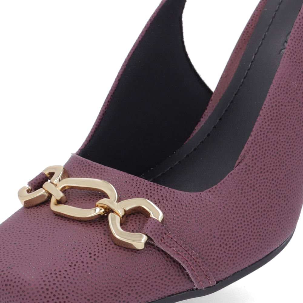 Slingback Roxo Salto Bloco Couro Enfeite Roxo 4