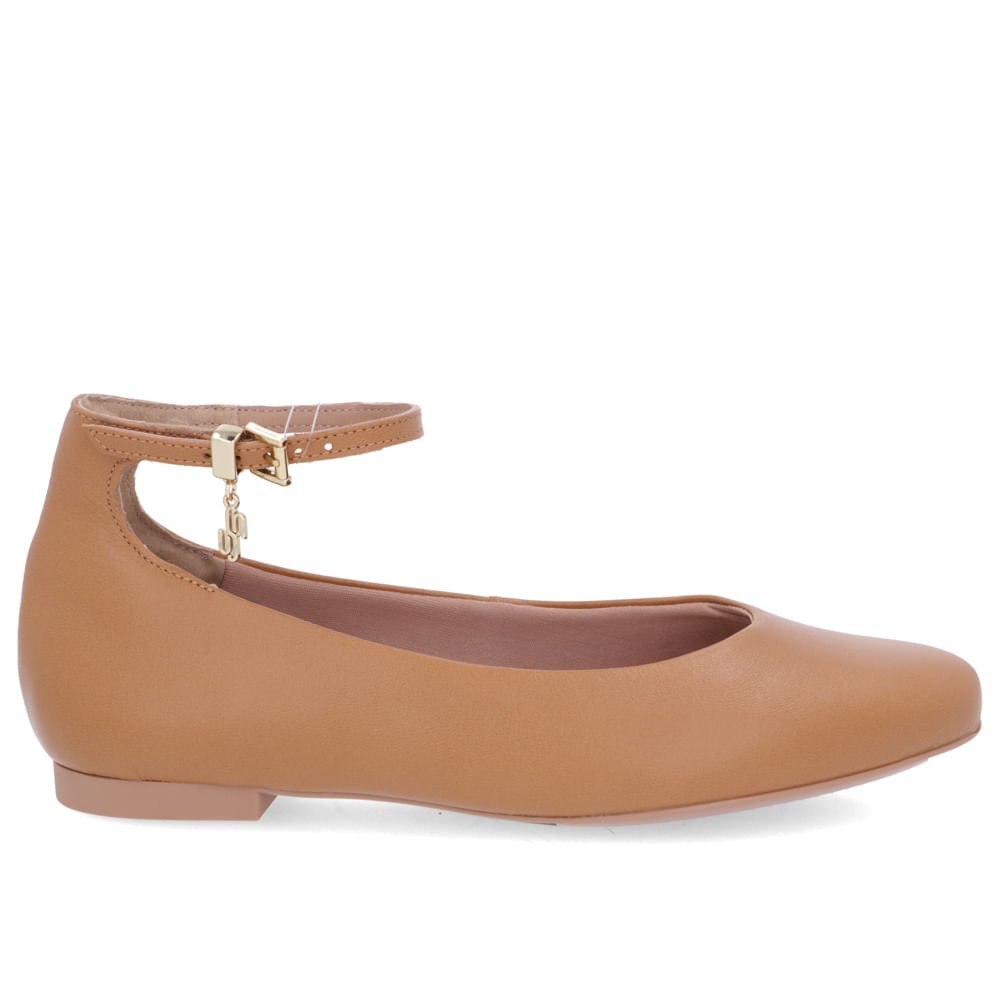 Sapatilha Boneca Marrom Couro Salto Bloco