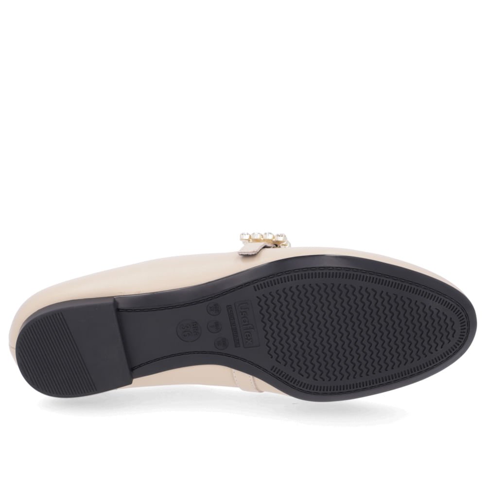 Sapatilha Bege Couro Salto Bloco Mary Jane Bege 5