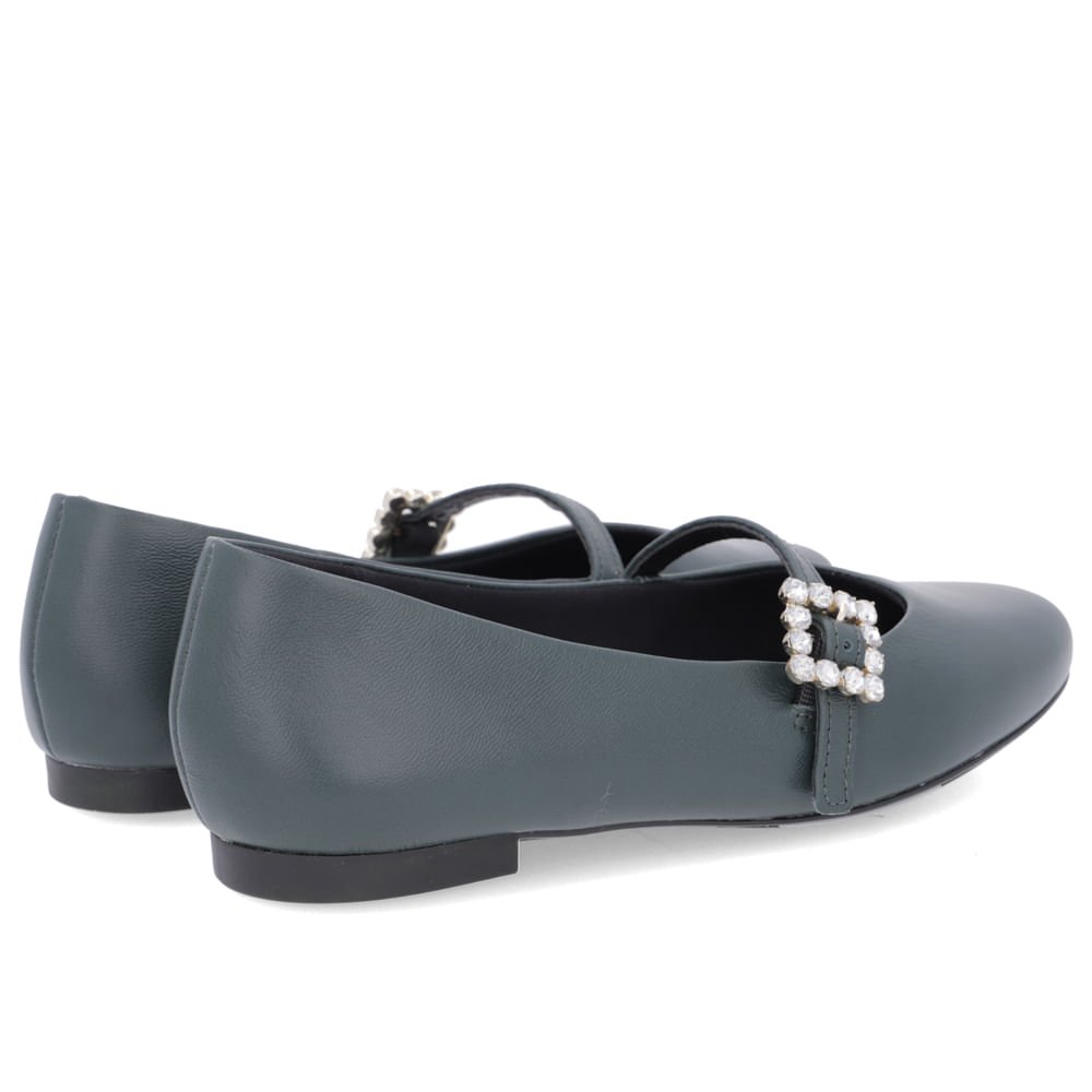 Sapatilha Verde Couro Salto Bloco Mary Jane Verde 3