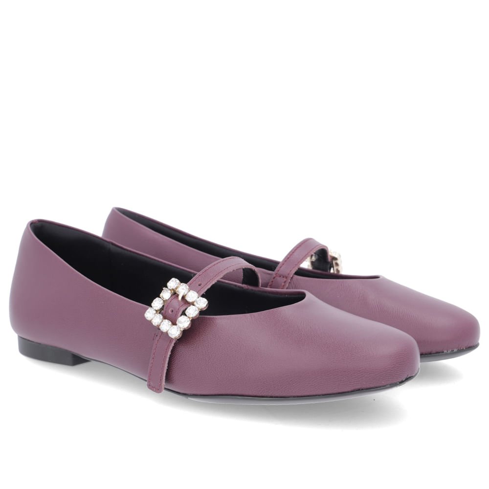 Sapatilha Roxa Couro Salto Bloco Mary Jane Roxo 2