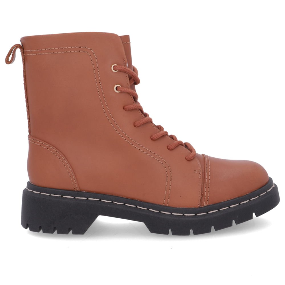 Bota Coturno Salto Plataforma Marrom Couro Costura Enfeite