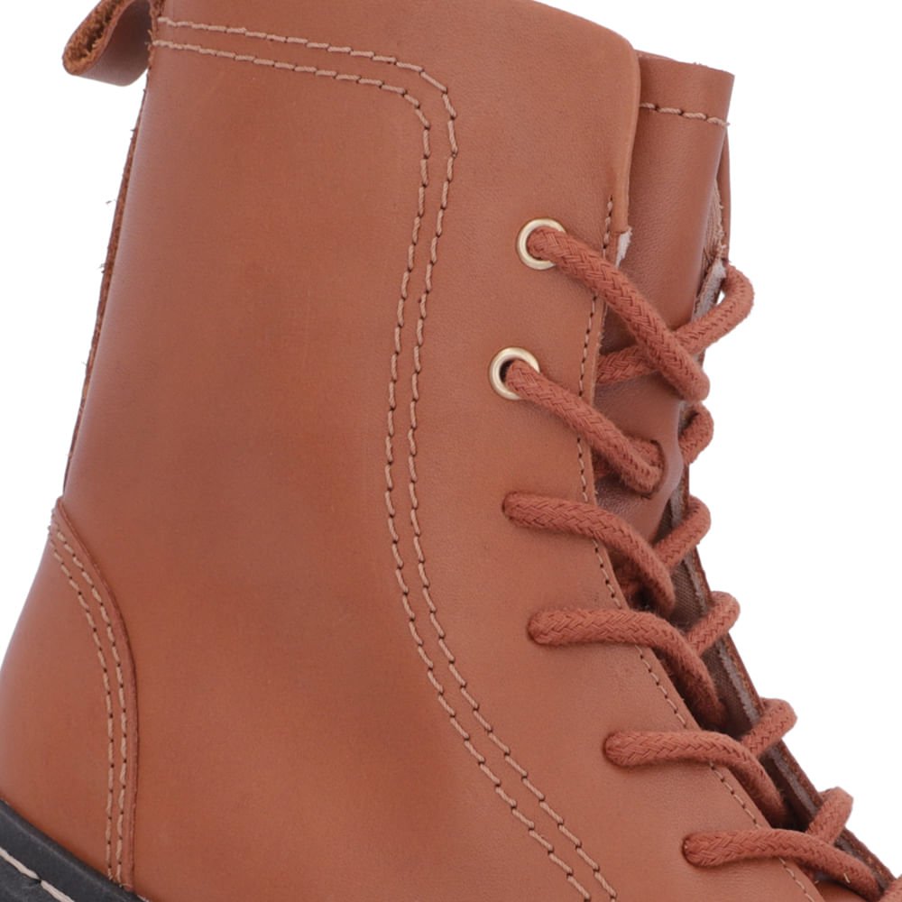 Bota Coturno Salto Plataforma Marrom Couro Costura Enfeite Marrom 4