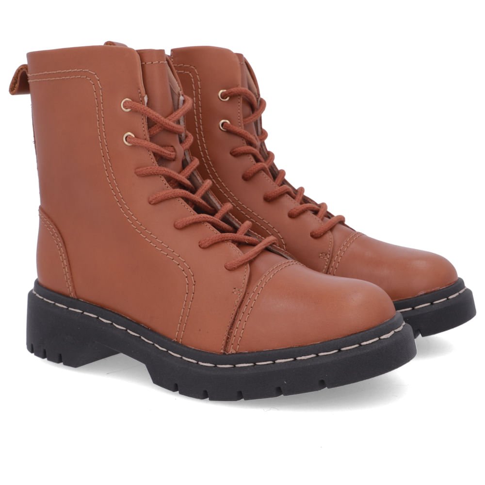 Bota Coturno Salto Plataforma Marrom Couro Costura Enfeite Marrom 2