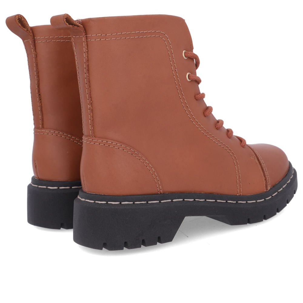 Bota Coturno Salto Plataforma Marrom Couro Costura Enfeite Marrom 3