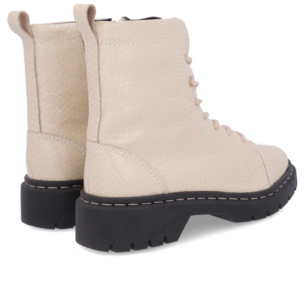 Bota Coturno Salto Plataforma Bege Serpente Couro Costura Enfeite Bege 3