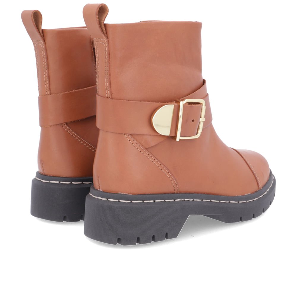Bota Salto Plataforma Marrom Couro Costura Fivela Marrom 3