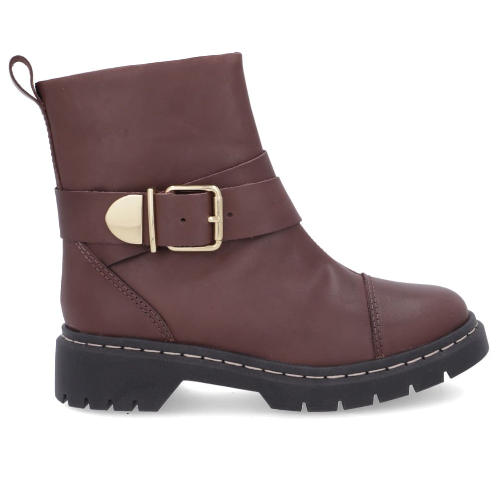 Bota Salto Plataforma Marrom Chocolate Couro Costura Fivela Marrom 1