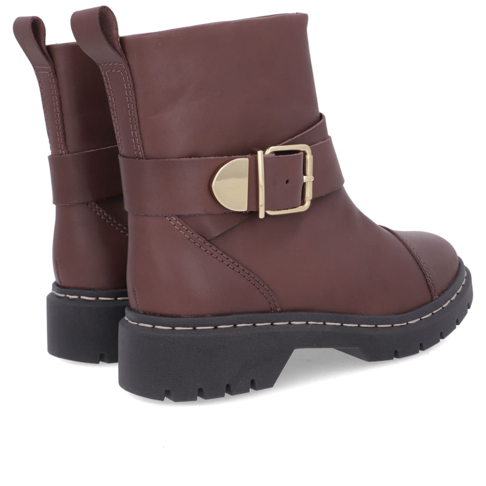 Bota Salto Plataforma Marrom Chocolate Couro Costura Fivela Marrom 3