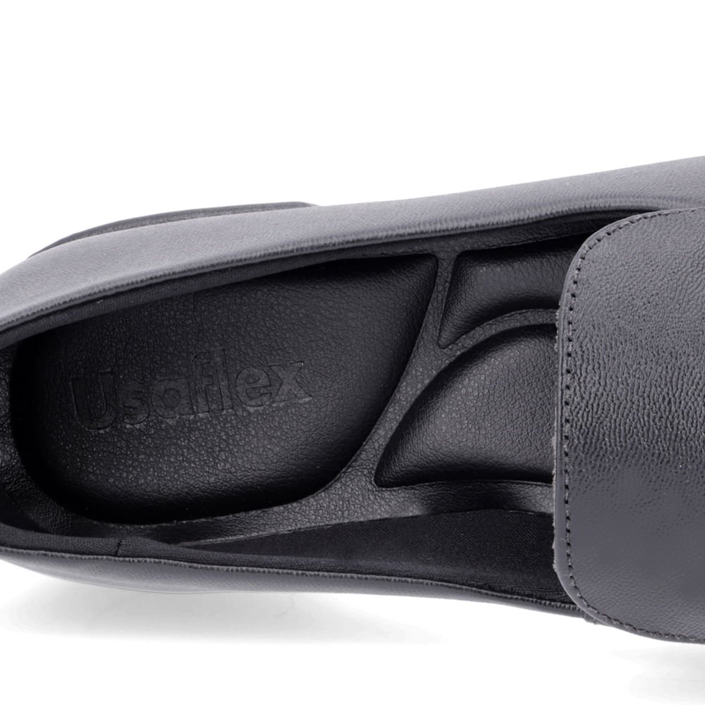 Loafer Usaflex Preto Liso Básico Feminino Preto 4