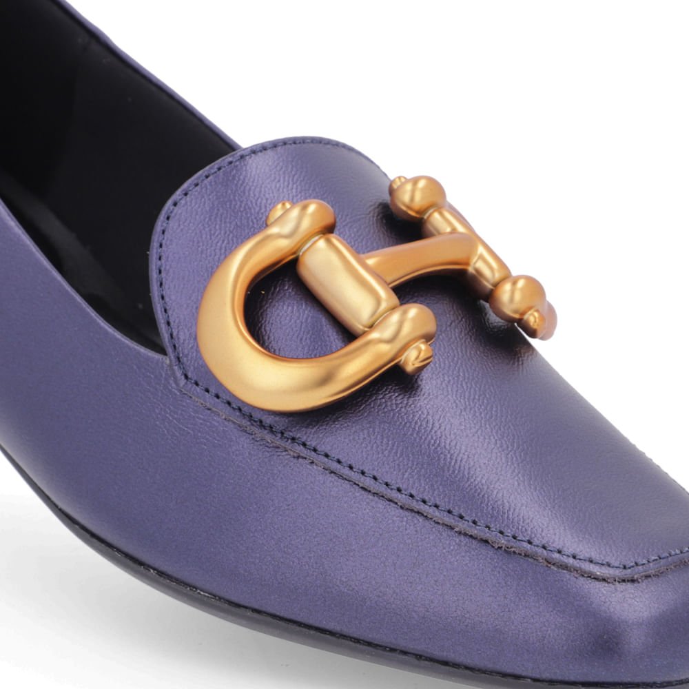 Loafer Usaflex Azul Couro Básico Feminino Azul 4