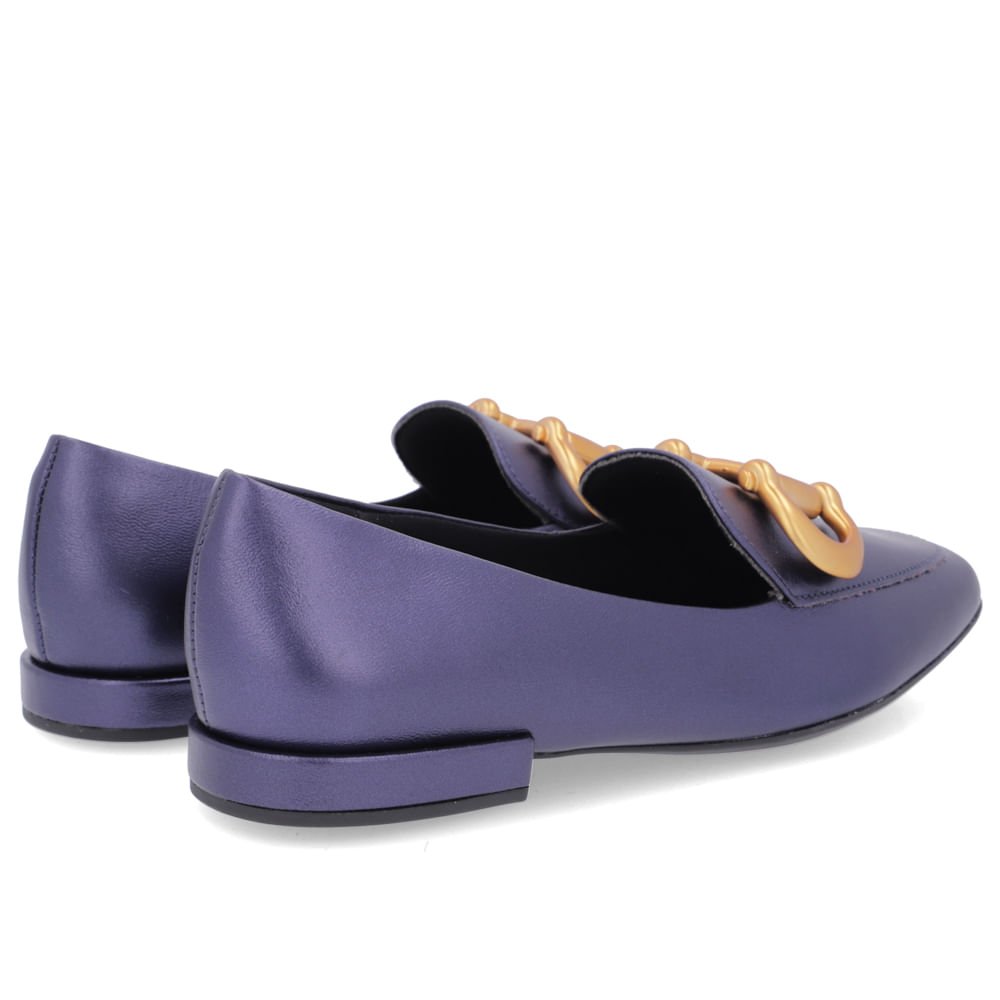 Loafer Usaflex Azul Couro Básico Feminino Azul 3