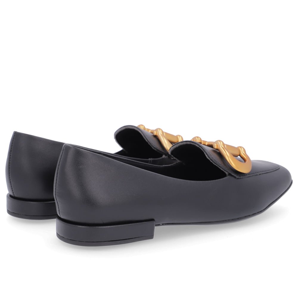 Loafer Usaflex Preto Couro Básico Feminino Preto 3