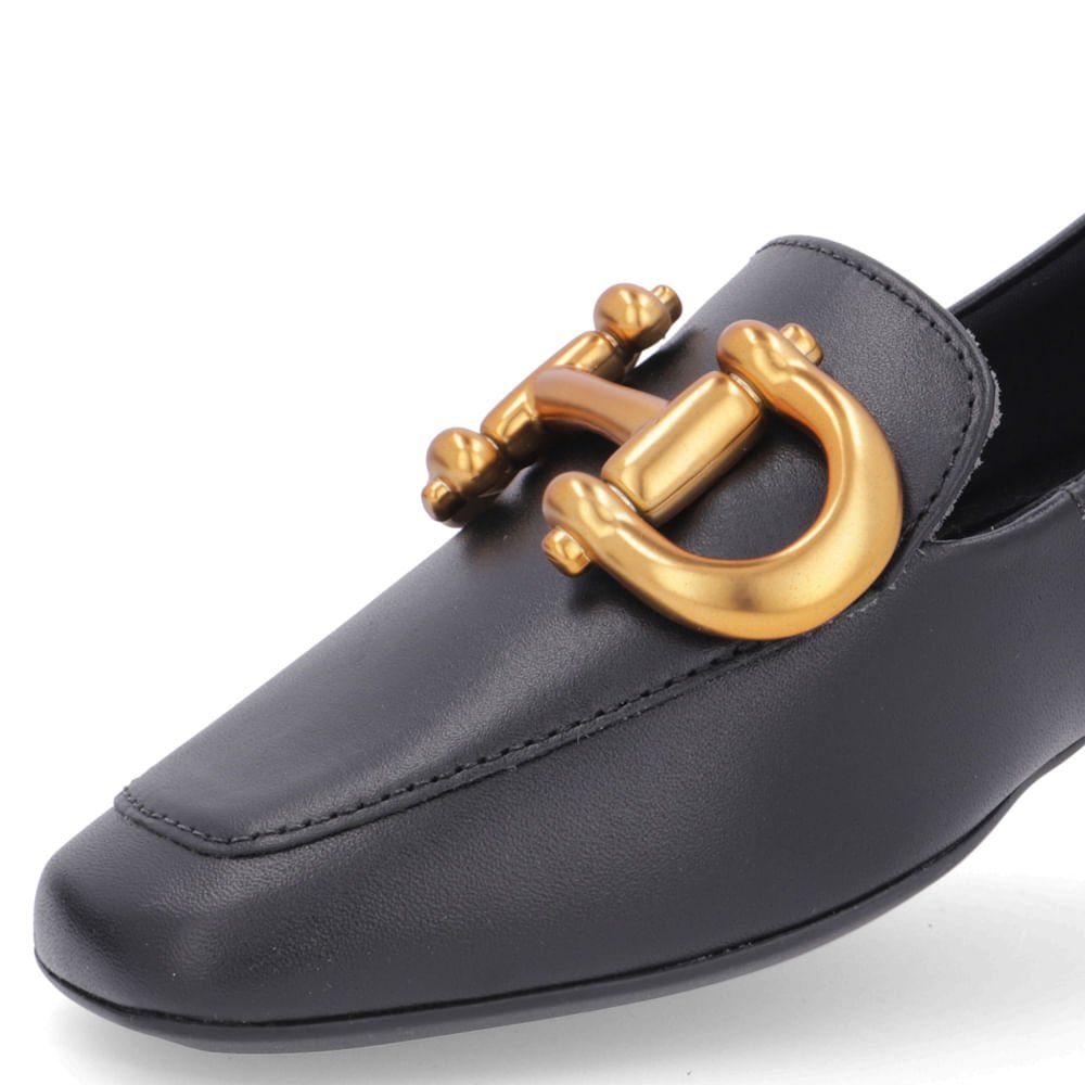Loafer Usaflex Preto Couro Básico Feminino Preto 4