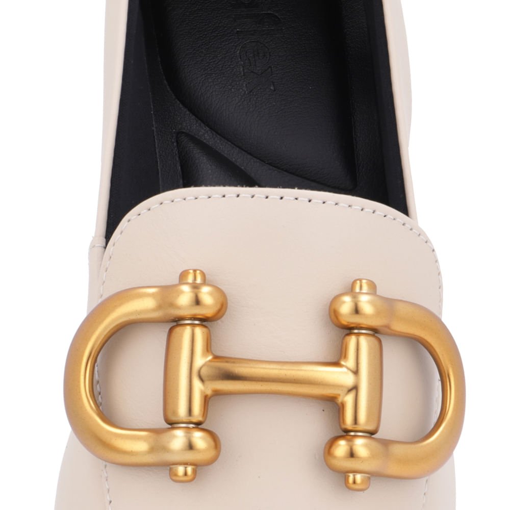 Loafer Bege Couro Básico Enfeite Escovado Bege 4