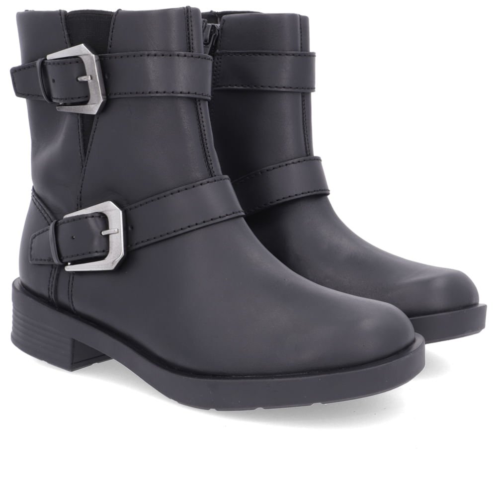 Bota Usaflex Salto Plataforma Preta Fivelas Elástico Feminino Preto 2