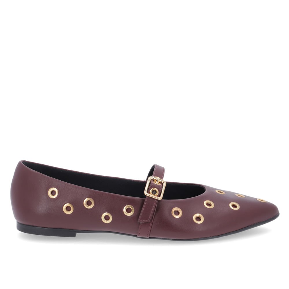 Sapatilha Usaflex Vinho Couro Bico Fino Vermelho 1