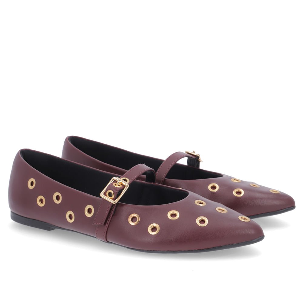 Sapatilha Usaflex Vinho Couro Bico Fino Vermelho 2