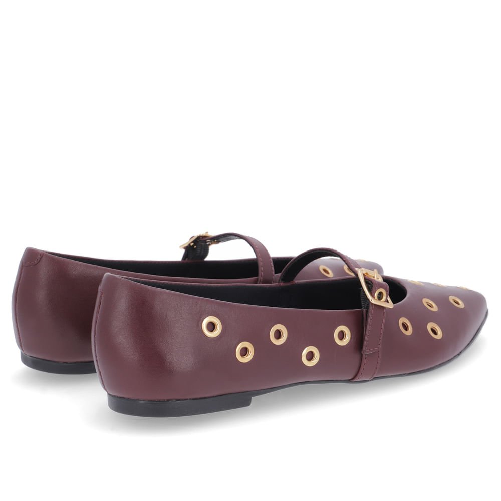 Sapatilha Usaflex Vinho Couro Bico Fino Vermelho 3