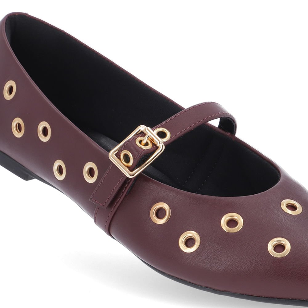 Sapatilha Usaflex Vinho Couro Bico Fino Vermelho 4