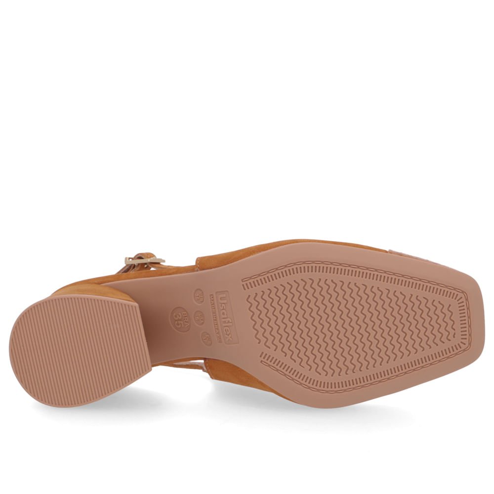Slingback Marrom Salto Bloco Couro Liso Marrom 5