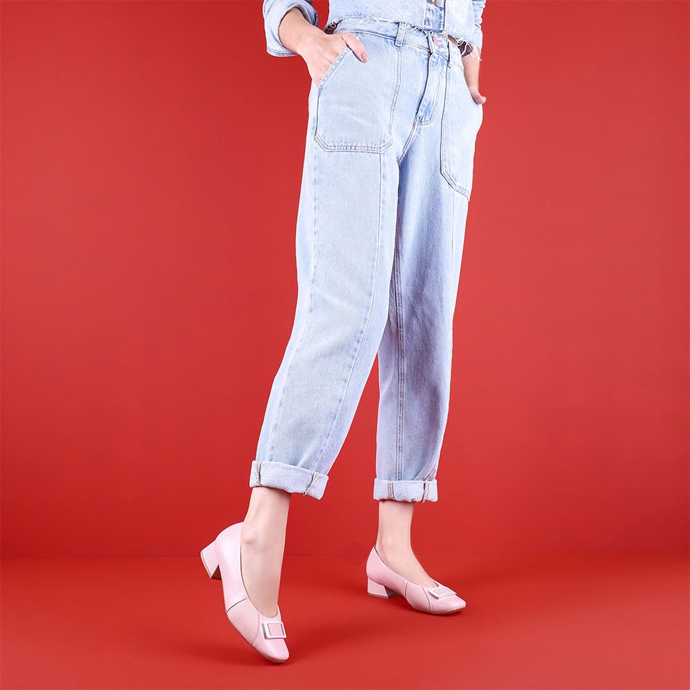 Scarpin Usaflex Rosa Salto Bloco 1158 Rosa 5