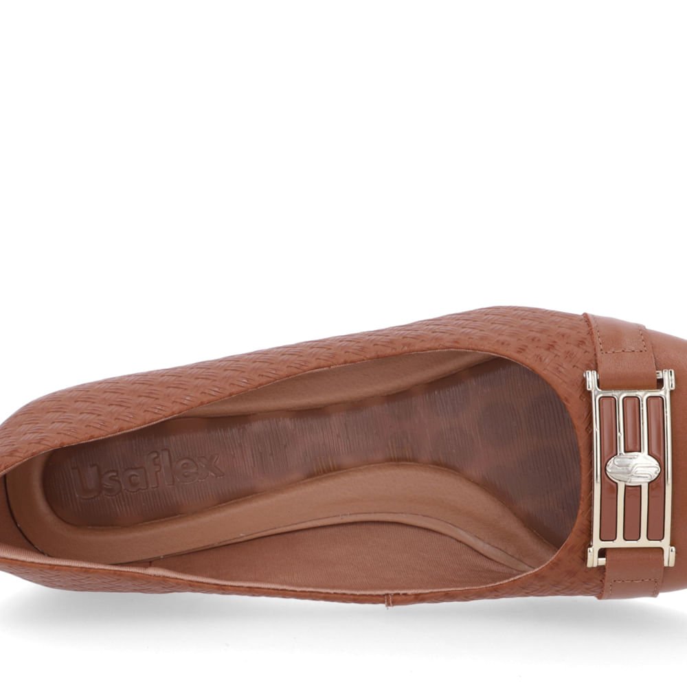 Scarpin Marrom Salto Bloco Couro Detalhe Fivela Marrom 4