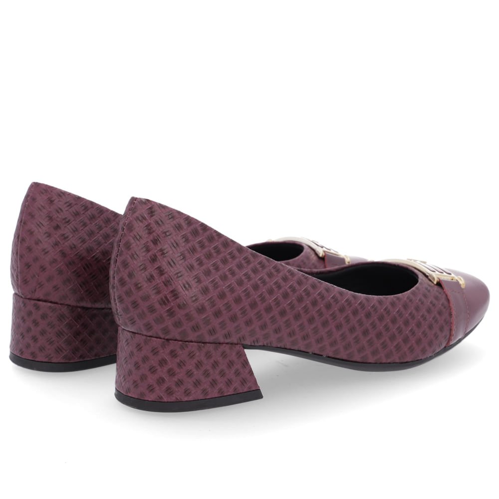 Scarpin Roxo Salto Bloco Couro Detalhe Fivela Roxo 3