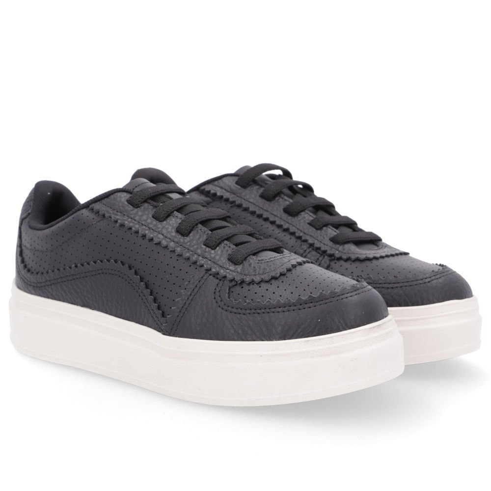 Tênis Preto Couro Salto Plataforma Preto 2
