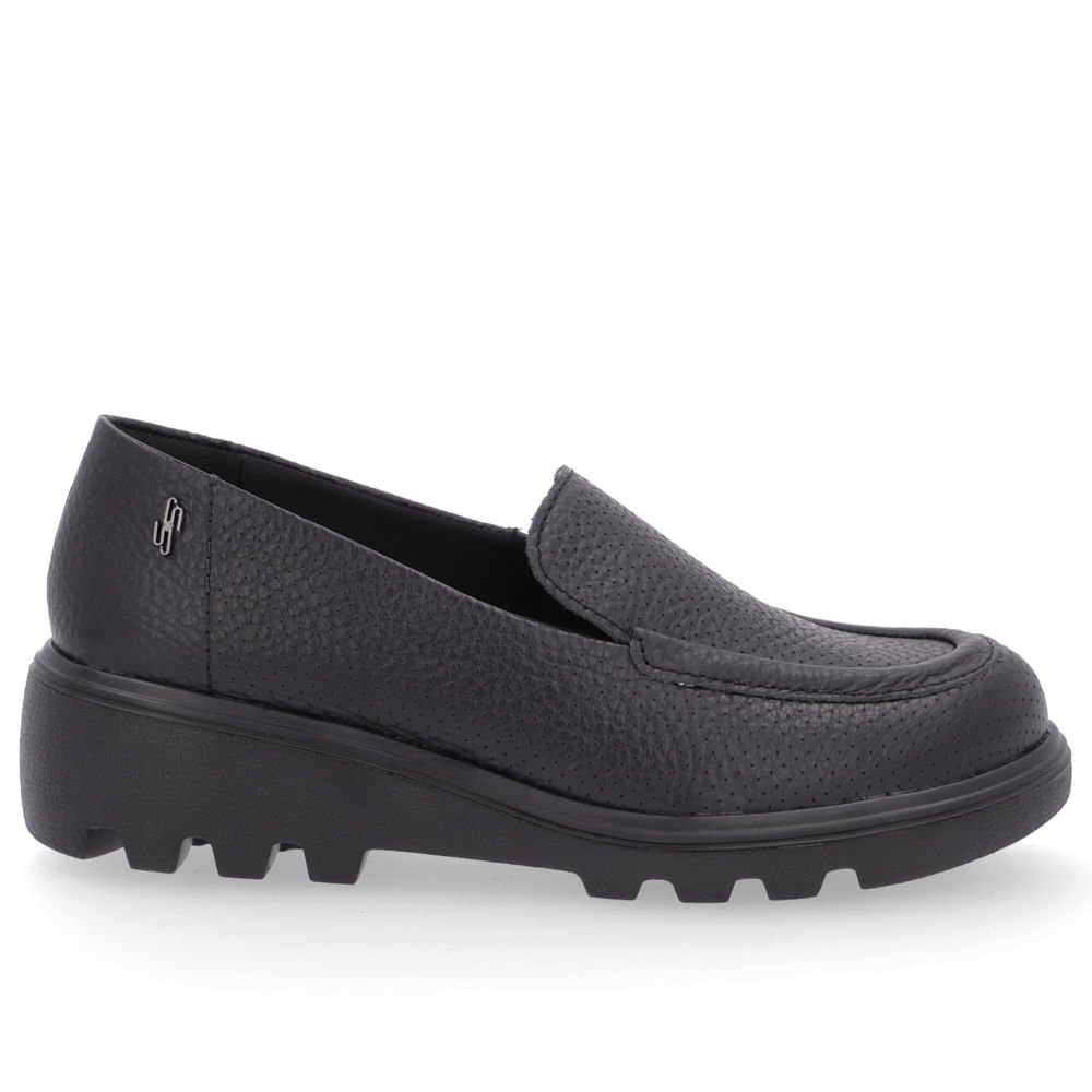 Loafer Usaflex Preto Salto Bloco Feminino Preto 1