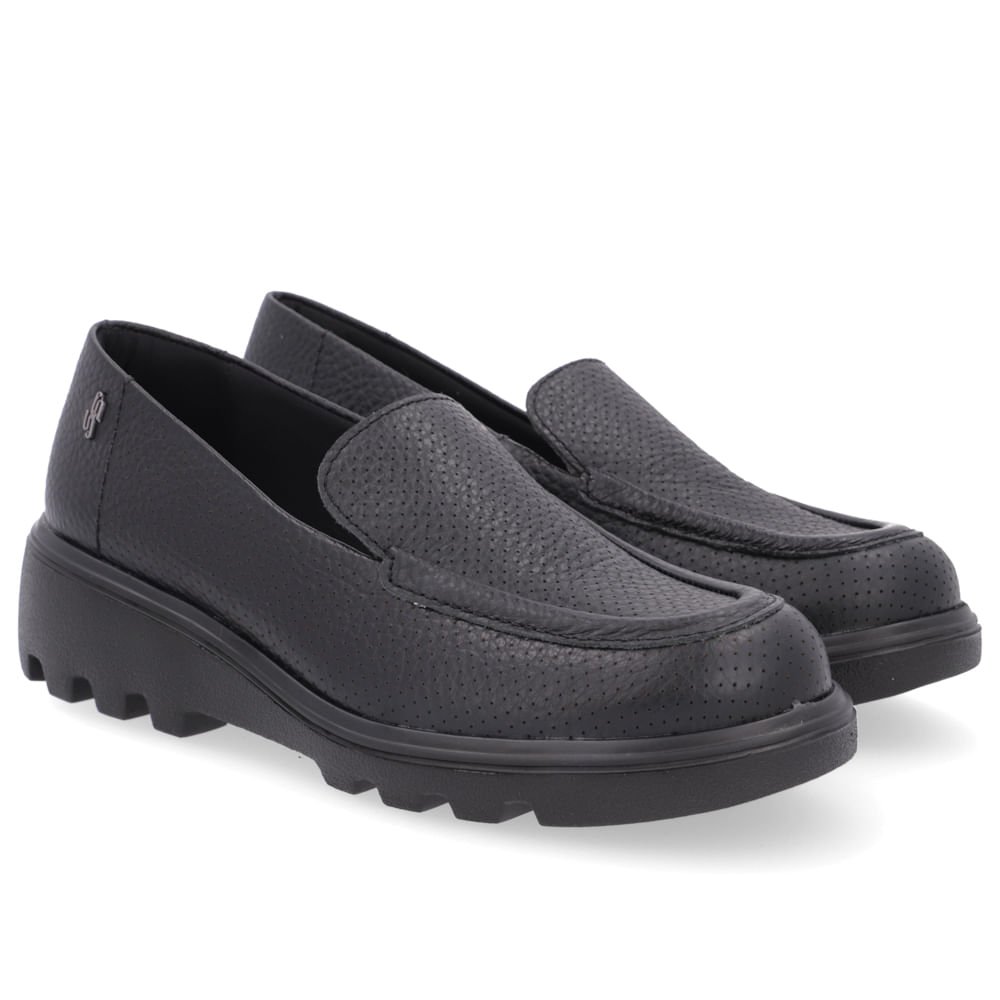 Loafer Usaflex Preto Salto Bloco Feminino Preto 2