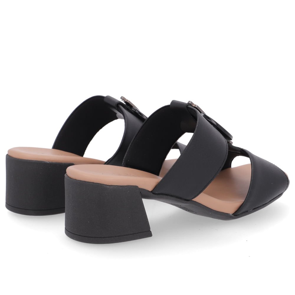 Tamanco Salto Bloco Couro Preto Bico Quadrado Preto 3