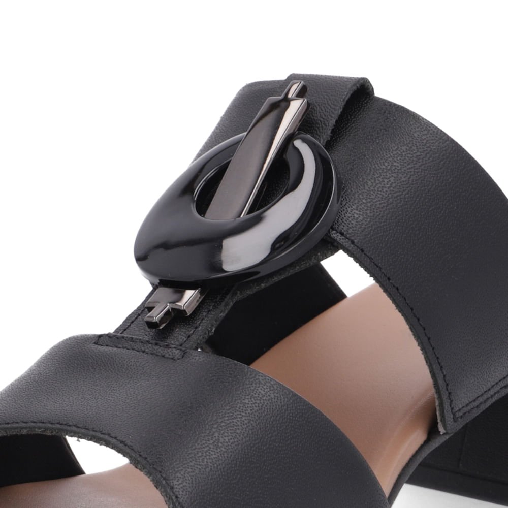 Tamanco Salto Bloco Couro Preto Bico Quadrado Preto 4