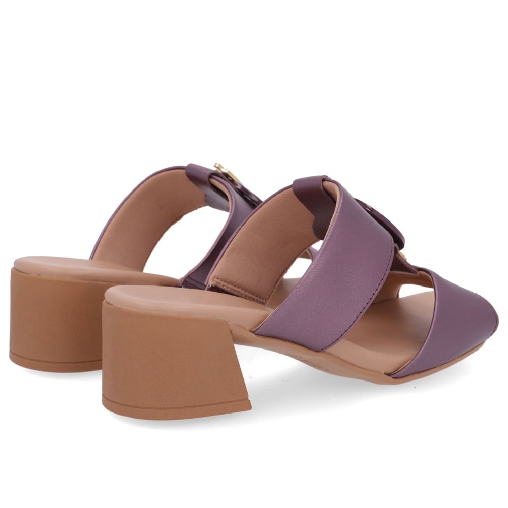 Tamanco Salto Bloco Couro Roxo Bico Quadrado Roxo 3