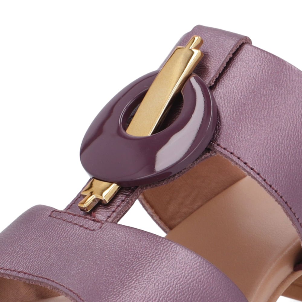 Tamanco Salto Bloco Couro Roxo Bico Quadrado Roxo 4