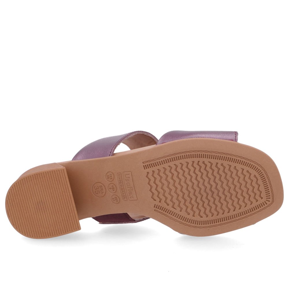 Tamanco Salto Bloco Couro Roxo Bico Quadrado Roxo 5