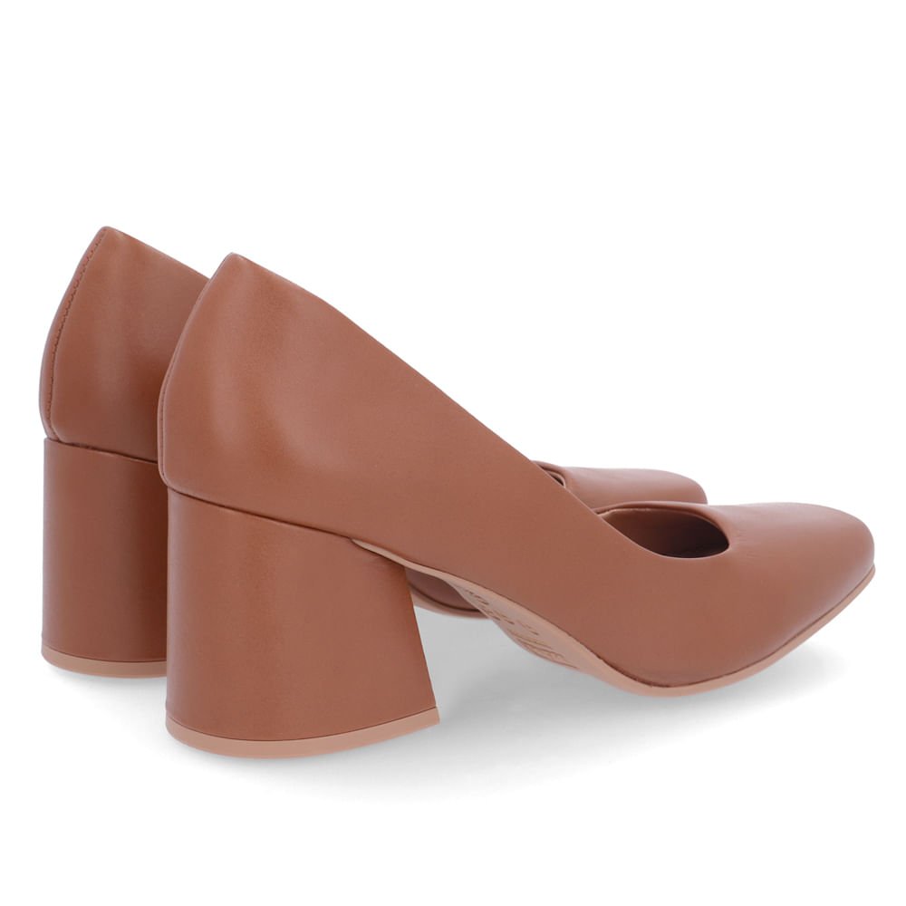 Scarpin Couro Marrom Salto Bloco Marrom 3