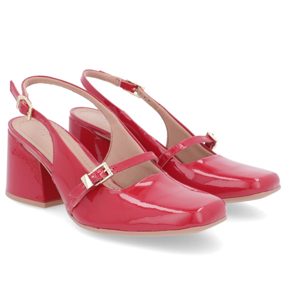 Slingback Usaflex Vermelho Salto Bloco Vermelho 2