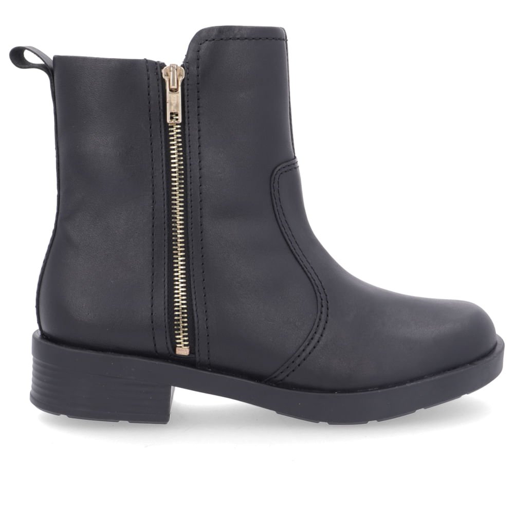 Bota Preto Couro Salto Bloco Zíper Lateral Preto 1
